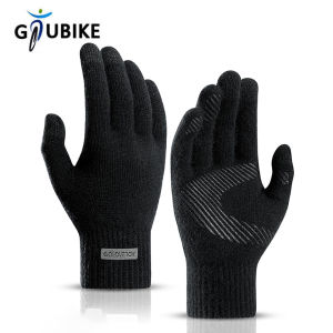 ถุงมือฤดูหนาว GTUBIKE สำหรับผู้ชายถุงมือถักที่ให้ความอบอุ่นขี่จักรยานชายสำนักงานผ้าฟลีซกันลื่นหน้าจอสัมผัสอะคริลิคถุงมือหนานุ่ม