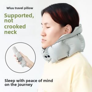 U-Shape Pillow Press Inflatable Portable Foldable Neck Pillow Travel Long-Distance High-Speed Rail Flight Handy Gadget Travel Pillow