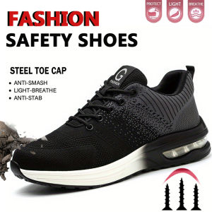 Indestructible Safety Shoes For Men Steel Toe Anti-Puncture Mens Work Shoes  Lightweight Slip Resistant Air Cushion Sneaker  ﻿