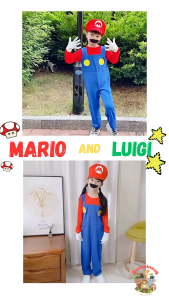 [SG] 🍄 Kid Adult Super Mario Luigi Cosplay Costume Suit for Movie Theme Annual Dinner Halloween Game Annual Dinner Dance