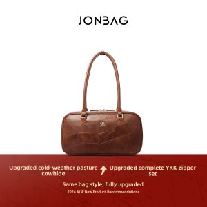 Jonbag | Leather Boston Bag Large Capacity Shoulder Bag