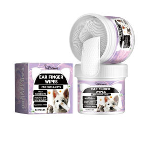 Yegbong อุปกรณ์ทำความสะอาดหูเคสกล้อง Go Pro หูน้ำยาไล่ตัวเล็นหูแมวและสุนัขผ้าเช็ดฟันใส่นิ้วหูสุนัขสัตว์เลี้ยงที่ใช้แล้วทิ้งผลิตภัณฑ์สัตว์เลี้ยงหูแมวแผ่นเช็ดฉีกนุ่มที่ขัดฟันขาวลูกสุนัขเครื่องกำจัดขนสัตว์อุปกรณ์ตัดแต่งขน