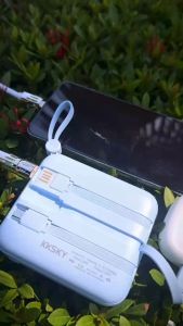KKSKY Portable Powerbank 20000mAh Heavy Duty Original Fast Charging Powerbank Built-in 4 Charging Cables Dual Input & Type-C Output LED Digital Display 2.1A High Speed Charger Compatible for iPhone Samsung Android Smartphones Travel Power Charger 5 Years