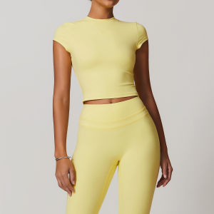QYUED | Short Stretchy Fitted Yoga Top Quick Drying