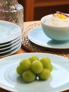 Lishan Qingci Porcelain Dinnerware Set Home Use Flat Plate Steak Plate round Bone Dish Shallow Dish Chinese Style Pure Color