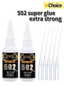 LOOLIFL | 2PCS LOOLIFL 502 Super Glue Extra Strong Instant Adhesive Fast‑Drying Transparent High Strength Glue with Fine Needles for Multi