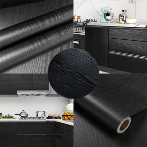 40cm black wood grain simple waterproof home decoration oil resistant kitchen cabinet kitchen desktop self-adhesive wallpaper