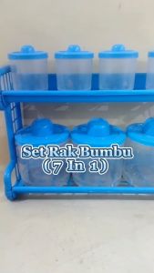 Rak Tempat Bumbu Dapur Susun Set Monaco 7 Tabung | Toples Bumbu Dapur Set Rak - KP