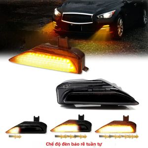 2 Đèn LED Xi Nhan Cản Trước Đèn Sương Mù Đèn Chạy Ban Ngày (DRL) Cho Infiniti Q50 Q50S Sport 2014-2020 Chất Liệu ABS Đen