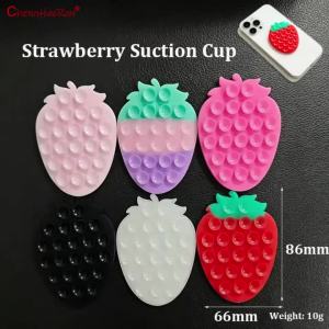 1PC Strawberry shaped Suction Cup Universal Mobile Phone Fixed Bracket 88 * 66mm Back Adhesive&Double Sided Suction Cup