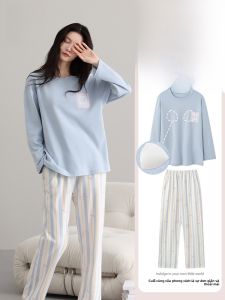 MiiOW | Bộ đồ ngủ cotton nguyên chất có đệm ngực cho nữ MiiOW Cat Person 2025 Bộ đồ ngủ cotton thoải mái cho nữ mùa thu