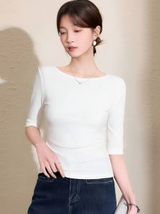 QIAOCHENXIAN | Five-Sleeve Slim Fit T-Shirt Large Size