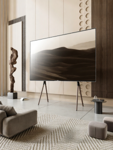 Brateck | Mobile Walnut Color Nordic Artistic Floor TV Stand 70-90 Inches