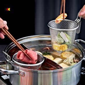 Stainless steel chafing dish leaky spoon household strainer funnel hook instant boiled meat fried Lo mein boiled noodles