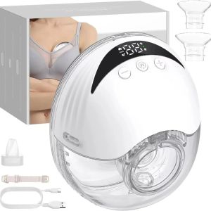 Silent Wearable Breast Pump Hands Free Electric Portable LCD Display Soft Silicone Pain-Free Milk Pump for Breastfeeding Mothers