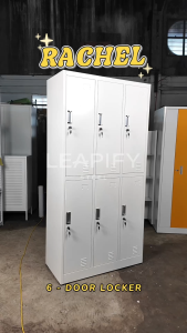 RACHEL | Industrial 6-door Steel Locker in Matte White by Leapify Steel - With Steel Rod & Steel Shelf