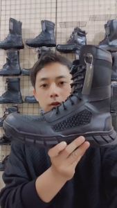 Sepatu PDL Boa Raiders TNI Polri Brimob Security Satpam Kulit Hitam Resleting VMESTE