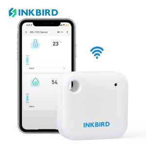 INKBIRD IBS-TH3 Wi-Fi Temperature Humidity Sensor Pocket-sized Indoor Thermometer and Hygrometer 2-in-1 Sensor with Temperature Alarms Historical Graphs Data Cloud Storage Ideal for Refrigerators Reptile Terrariums Cases Wine Cellars Wareho