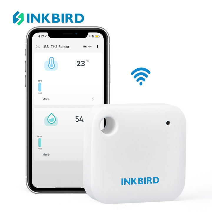 INKBIRD IBS-TH3 Wi-Fi อุณหภูมิความชื้น Sensor,ขนาดพกพา,เครื่องวัดอุณหภูมิในร่มและ Hygrometer 2-In-1 Sensor พร้อมสัญญาณเตือนอุณหภูมิ,ประวัติศาสตร์กราฟ,Data Cloud Storage,เหมาะสำหรับตู้เย็น,สัตว์เลื้อยคลาน Terrariums,กรณี,ห้องเก็บไวน์,Wareho