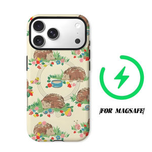 Cartoon Hedgehog Garden Phone Case for iPhone 18 17 16 15 14 13 12 11 Air Pro Max Plus Double-layer Cover