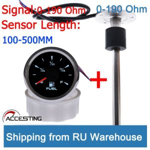 100-500mm 52mm 7 Colors Fuel Indicator Fuel Oil Level Indicator 0-190ohm Water Level Gauge Fuel Gauge Sensor for Car Boat