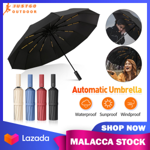 Fully Automatic 24-Bone Umbrella Large Foldable Windproof Anti-UV Umbrella Outdoor Sunny and Rain Dual-Use Black Glue Umbrella