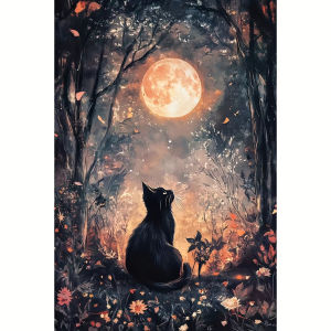 Jigsaw Puzzle Stunning Healing Black Cat In Forest Art For Adults Perfect For Family Game Night And Brain Exercise