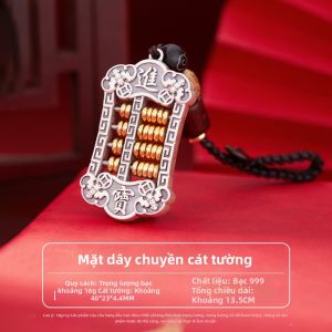 SHUNQINYINLOU | Trang Sức Mặt Dây Chuyền Bàn Đếm Ruyi Bạc Sạch