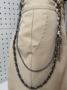 Rantai Celana Punk Bahan Logam Skull Pendant Waist Chain Jeans Pants Waist Decoration Untuk Jeans Pants Waist Decoration