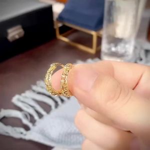 Huitan Elegant Hollow Earrings for Women Ethnic Style Gold Color Simple Hoop Earrings Wedding Engagement Jewelry Party New Items