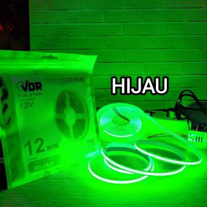VDR LED STRIP COB WARNA CAHAYA HIJAU / GREEN DC 12V 320LED / METER IP33 5M 1Roll 5 METER BAGUS KUALITAS TERBAIK