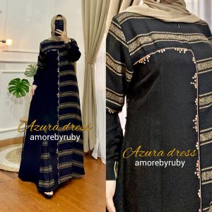 gamis modern motif terbaru simple elegant kekinian edisi azura dress produk Amore by ruby