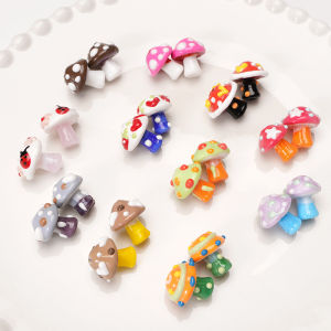1Pc 17x16mm Cute Mushroom Charms Lampwork Beads for Necklace Bracelet Earring Keychain DIY Jewelry Craft Making Accessories