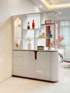 French Cream Style Double-sided Entryway Cabinet Hall Cabinet Partition with Wine Storage