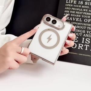 szhaiyu | Luxury Electplating Magnetic Transparent Phone Case For iPhone Duo iPhone 18 Fold With Lens Protector Shockproof Cover Fundas