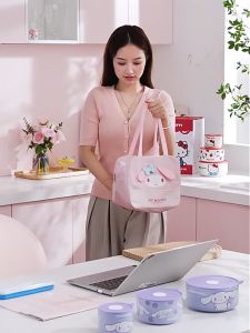 พร้อมส่ง ชามเซรามิค มีฝาปิดสุญญากาศ เซท3ใบ ลิขสิทธิ์แท้ ลายมายเมโลดี้ เข้าไมโครเวฟได้ เครื่องครัวซานริโอ้