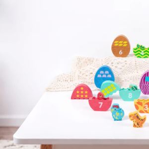 Wooden Montessori Dinosaur Egg Puzzle Toy Color Number Matching Game Early Learning Gift Color Cognition Sensory Toy for Toddler