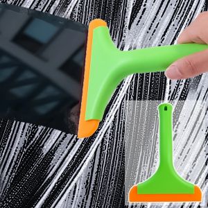 2In1 Car Window Glass Scraper Water Wiper Cleaning Tools Windshield Wrap Viny Film Squeegee Silicone Scraper