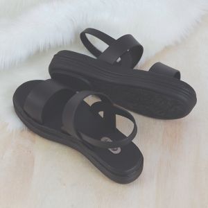 Sandal Wanita Wedges Dewasa Camou Ariana Raven Korean Style Karet Tinggi Tali Belakang