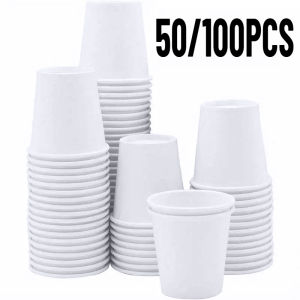 50/100PCS Disposable White Paper Cups Juice Coffee Liquid Containers Daily Outdoor Activities Activities Tasting Paper Cups