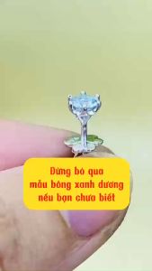 Khuyên tai nữ bạc xi bạch kim moissanite Mỹ D/FL màu blue xanh dương kiểm định GRA 6 chấu size từ 4mm - 6.3mm Bông tai bạc nam mạ vàng trắng đính kim cương nhân tạo moissanite đẹp Hoa tai bạc thật xi kim thiết kế sang trọng -  KIM LỘC PHÁT B6C-MBlue