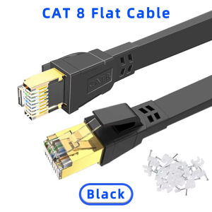 Ethernet Cable CAT8 Flat 40Gbps 2000MHz Rj45 Internet Network Cable Shielded Patch Cable Cat8 for PC Modem Laptop PS 5 Router