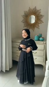 BAJU POPULER MIKAYLA DRESS KF COUPLE Bahan CERUTY BABYDOLL APLIKASI RENDA UKURAN M L DAN XL