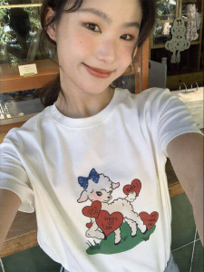 NIHAOKANONG | Áo Thun Tay Ngắn In Hình Cartoon Chiên