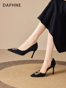Daphne | Black Elegant Open Toe Stiletto Pointed-toe Sandals