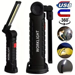 Portable COB LED Flashlight USB Rechargeable Work Lights 5 Lighting Modes with Magnetic Outdoor Camping Emergency Torch