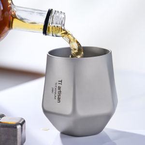 Tiartisan Pure Titanium Double Layer Beer Cup 240ml Hexagonal Coffee Mug Outdoor Backpack Ultralight Portable Tea Drinking Cup
