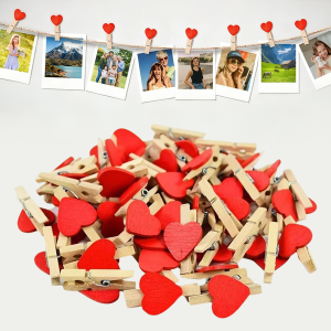 10-50PCS Wood Pegs Cute Wooden Love Hearts Clips DIY Photo Banner Crafts for Home Birthday Wedding Decoration Clothes Pegs