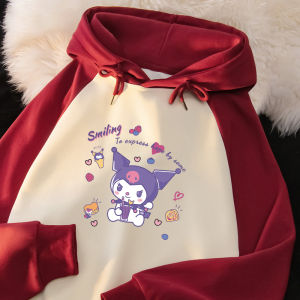 Kuromi Girls Fleece Lined Jacket Spring Autumn Winter Kids Clothing Hooded Sweatshirt Comfortable Warmth Casual Style Children