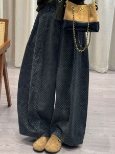 plus Size Mens Casual Corduroy Wide Leg Pants Autumn Winter Thickened Loose Fit Comfortable Straight Cut Trousers for Couples